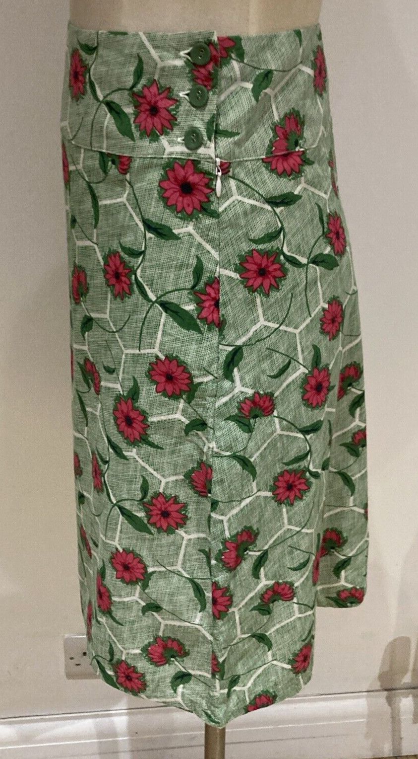 Seasalt Skylark Floral/Honeycomb Cotton Skirt, Size 10 UK, New without tags 3