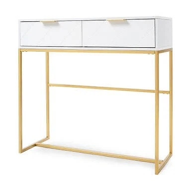 Kmart Timeless Console Table White And Gold With Drawers Great Cond