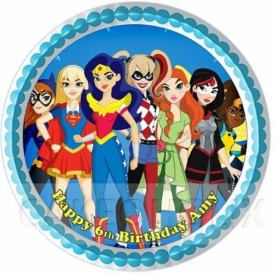 Dc Super Hero Girls Happy Birthday Edible Cake Topper With Personalised Message Ebay