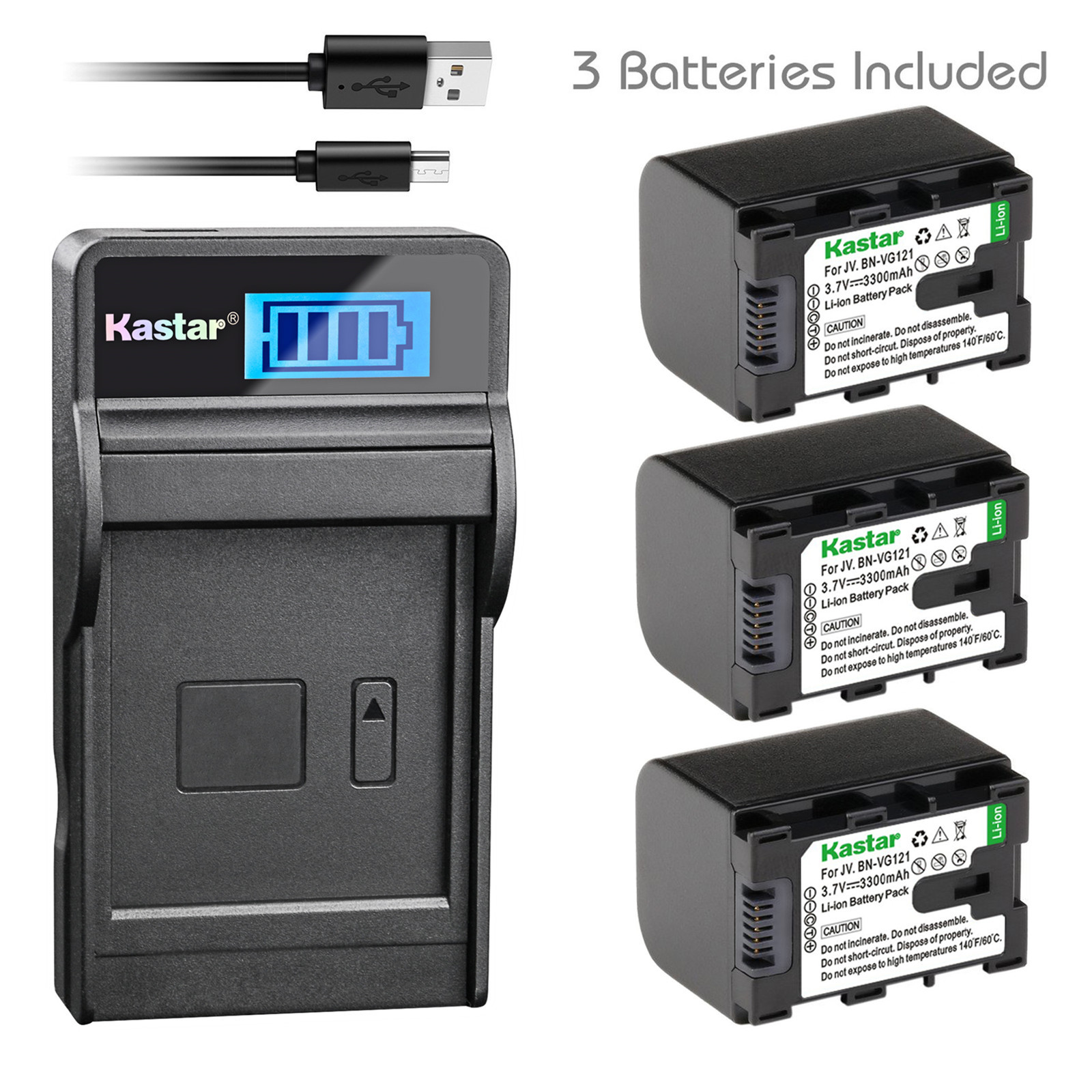 Kastar Battery LCD Charger for BN-VG107U BN-VG108U BN-VG114U BN-VG121U BN-VG138U
