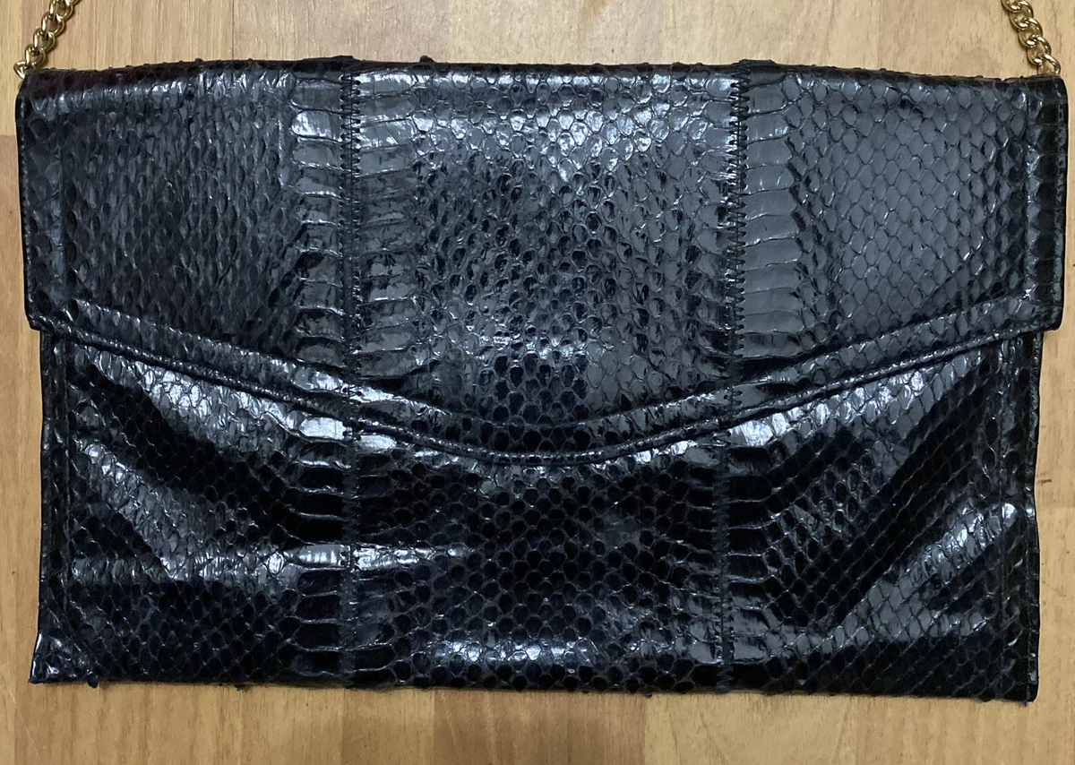 Black snakeskin clutch sales