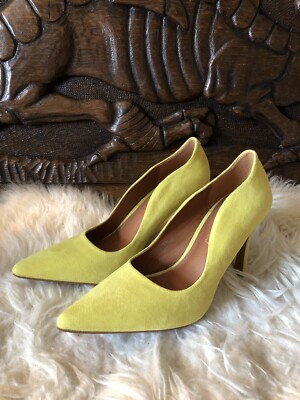 M&S Autograph Stiletto Heeled SHOES SIZE Yellow Suede