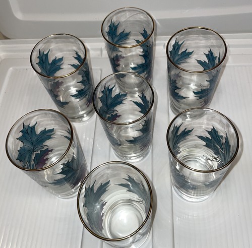 Set 7 Bicchieri in vetro con bordo oro Libbey BLU/VIOLA alti 5 1/2" - Foto 3 di 4