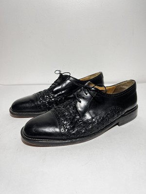 Mezlan Cancun black leather woven dress shoe Mezlan Cancun Woven Vamp Cap Toe Leather Lace Up Dress Shoes  main image 2
