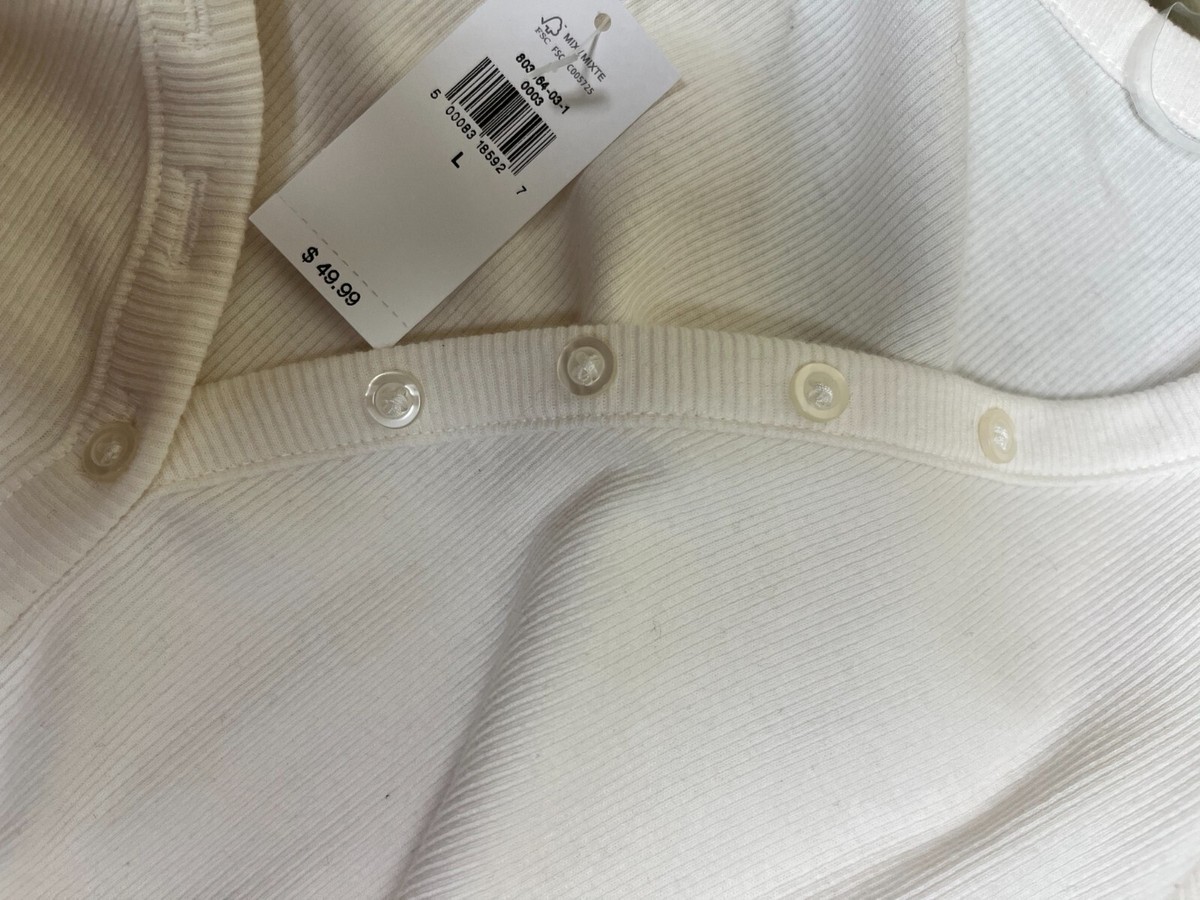 ばなな Banana Republic Womens White Ribbed Henley Bodysuit Thong Back