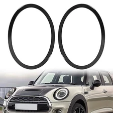 Pair Black Headlight Ring Bezel Cover Trim For Mini Cooper F55 F56 F57 2014-2021