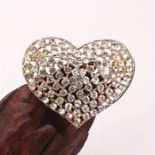 1pc Gold Crystal Heart Brooch - Friend Gift, Fits Dresses, Galas & Parties