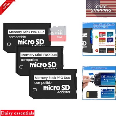 3 Pack Micro SD to Memory Stick PRO Duo Adapter for PSP Cameras Handycam