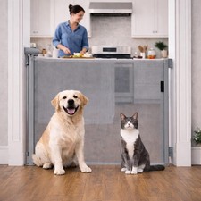 Retractable Mesh Safety Gate, Pets Gate, Baby Gate, 33" Tall, Extends to 55" ...