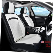 Front Car Seat Covers, Leather Seat Covers for Cars, FrontPair Black White