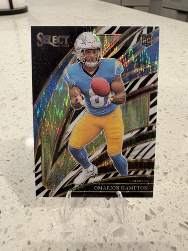 2025 Panini Select - Club Level Omarion Hampton #202 Zebra Prizm (RC)