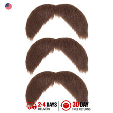 Self Adhesive Fake Mustache Assorted Pack 3 Pcs DIY Costume Facial Hair for