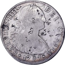 #1507335 Mexico, Carlos IV, 8 Reales, 1797, Mexico City, Chopmarked, Silver, V