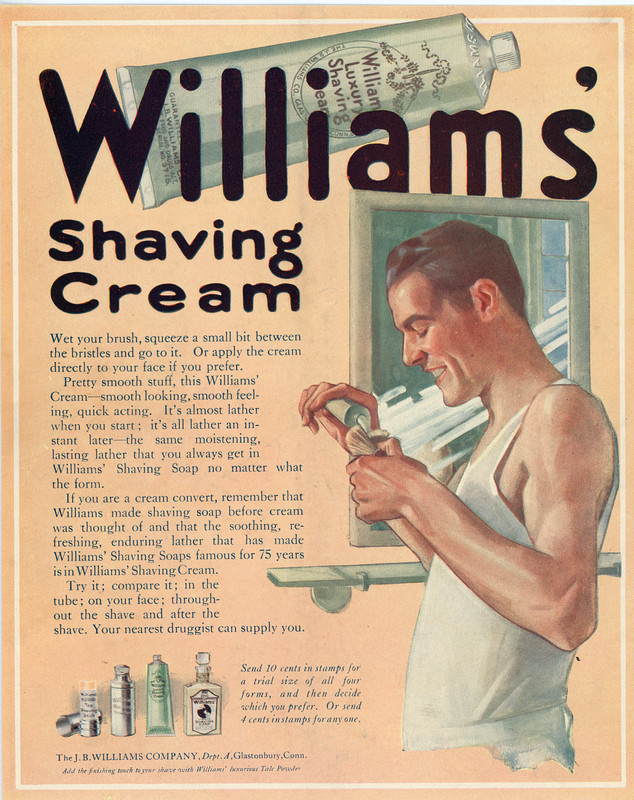 1916 Original Williams Shaving Cream Ad. Glastonbury, Conn. + Murad Cigarettes