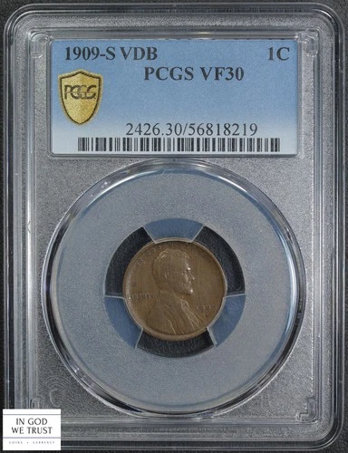 1909 S VDB Lincoln Wheat Copper Cent 1C PCGS VF 30
