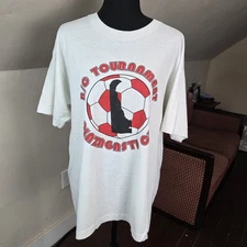 Vintage 80s Screen Stars Best Soccer Tournament Tee Made in USA XL Single Stitch