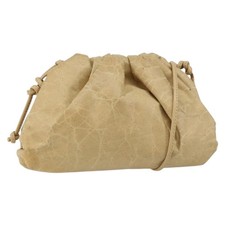 BOTTEGA VENETA The Pouch Shoulder Bag Leather Beige Auth bs29939