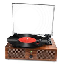 Vinyl Record Player Wireless Turntable with Built-In Speakers USB Belt
