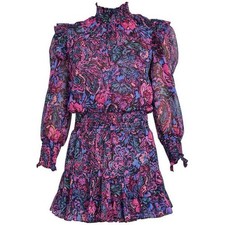 Misa Los Angeles Dress Size Large Sheer Smocked Mini Purple New With Tags