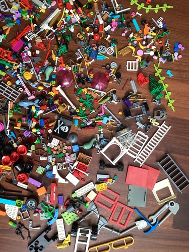 Lego gemischte Ersatzteile 830 g Waffen Werkzeug Essen Tiere Figuren Hüte - Bild 5 von 15