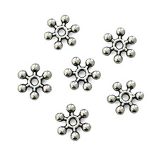 100 pcs Antique Silver Tone Bali Spacer Beads 8.5x2.5mm Snowflake Rondelle Disc
