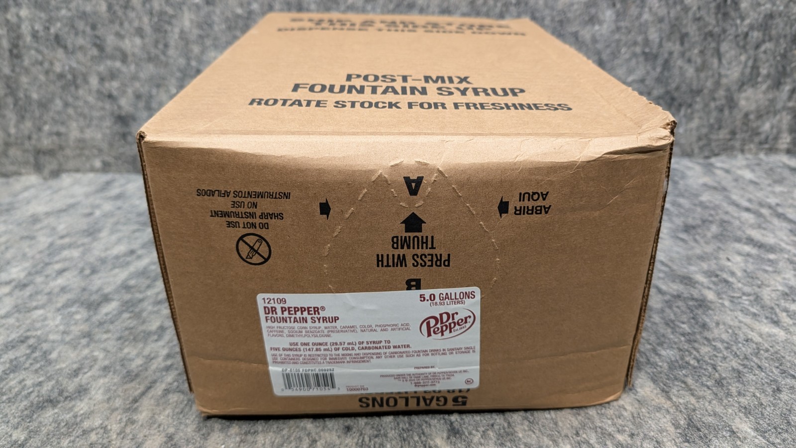 Dr Pepper 5 Gallon Fountain Syrup Post Mix Syrup  Bag in Box