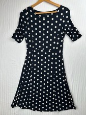 Next Black white polka dot dress size 8 half sleeves fit & flare party casual