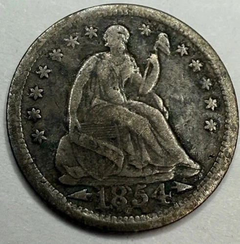 1854 Arrows Seated Liberty Half Dime Exact Coin Imaged #SL296