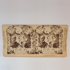 Antique 1900 Stereoview: President William McKinley & Wife Ida - Littleton View