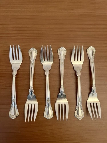 6 Gorham Sterling Silver CHANTILLY Salad Dessert Forks No Mono 222 grams