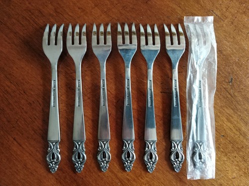 Set 7x Cocktail Gabeln Olaf Besteck National Edelstahl Silberbesteck Japan MCM 5,6" - Bild 4 von 7