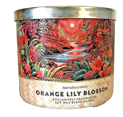 ORANGE LILY BLOSSOM CANDLE 14.5 oz large 3 wick Bath Body Works White Barn