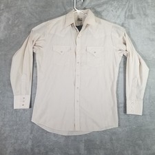 Ely CAttleman Western Shirt Mens 16-35 White Pearl Snap Button Up Long Sleeve