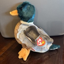 Ty Beanie Buddy Jake Mallard Duck Plush Green Brown With Tag