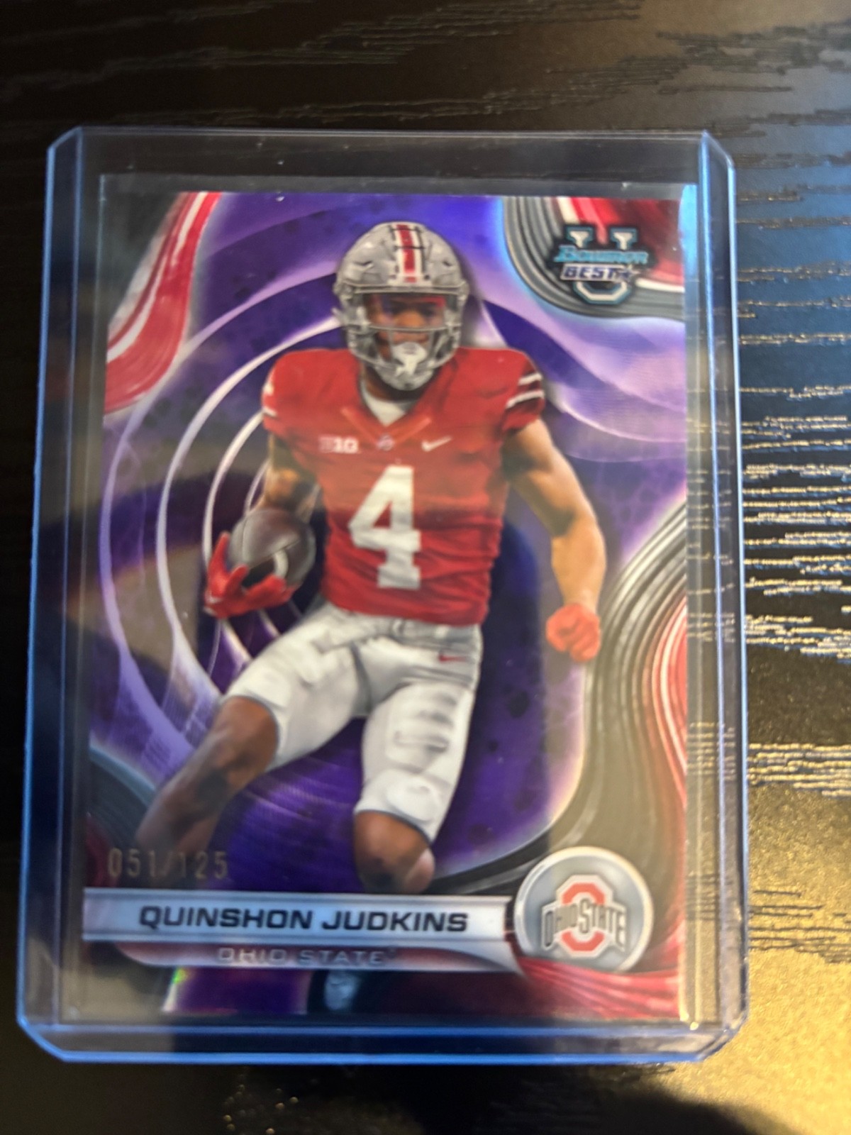 2024 Bowman U best Quinshon Judkins purple refractor numbered to /125