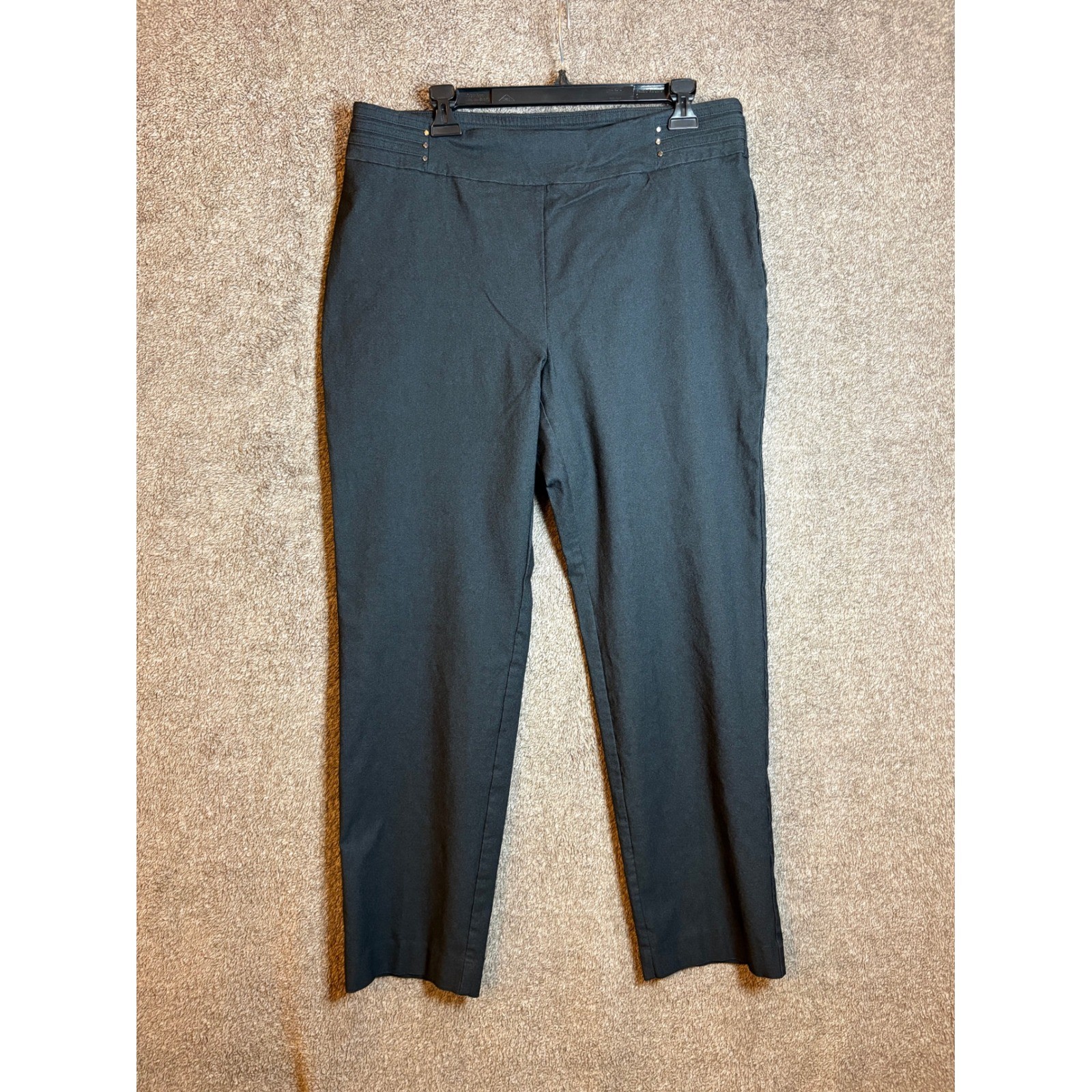 JM Collection Women's Black Straight Leg Pants Elastic Waist XL
