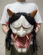 13.7 inch Huge Vintage Japanese Hannya Mask –Hand Carved Wooden Japan antique