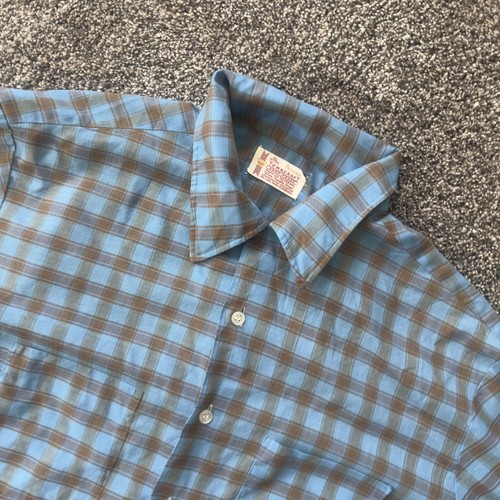 Vintage Penneys Towncraft Shirt Mens XL Plaid Button Up Short Sleeve 60s - Picture 2 of 20