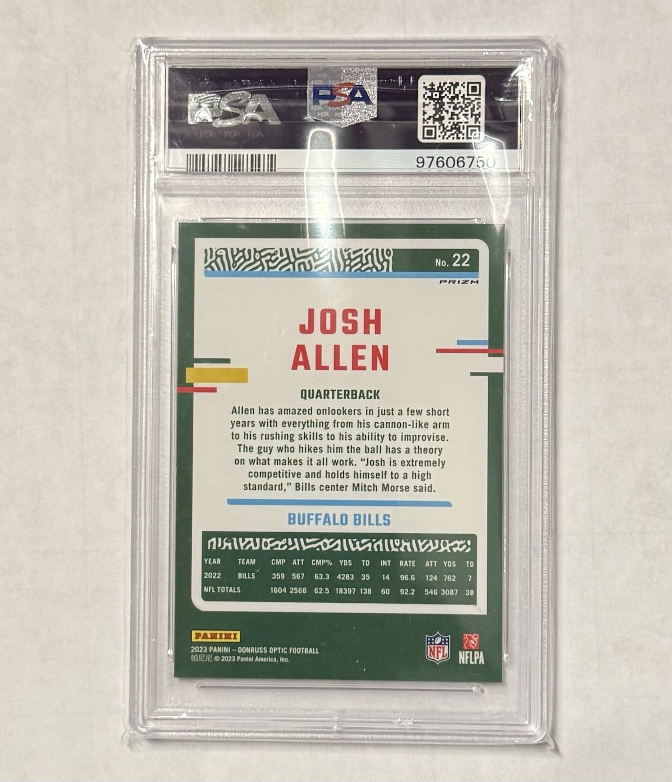 2023 Panini Donruss Optic - Josh Allen #22 Holo Prizm Psa 10 view 2