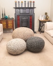 Pebble Wool Pouffe Small Beige