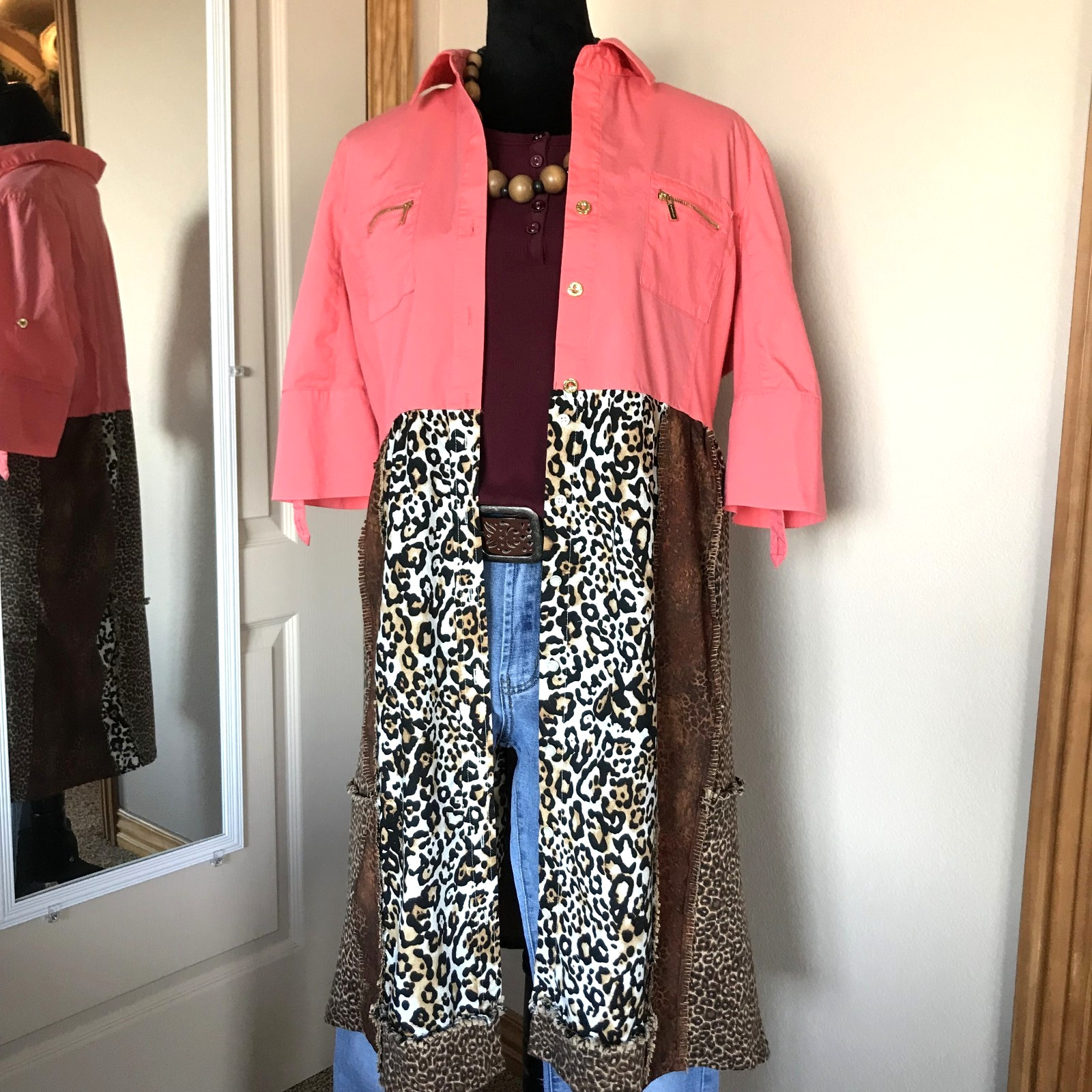 Upcycled Patchwork Duster Dress, Handmade Animal … - image 1