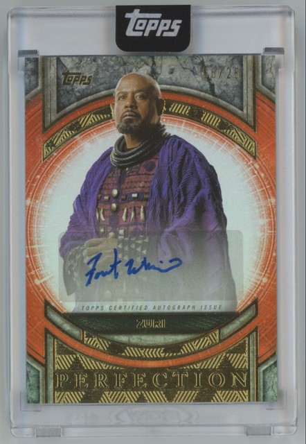 2025 Topps Marvel the Collector Perfection ORANGE Forest Whitaker Zuri Autogramm /25