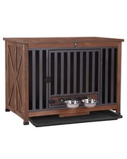 Aivituvin-AIR100-B Folding Dog Crate Brown 33.3"L x 20"W x 24"H