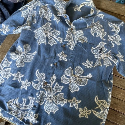 Billabong Shirt Mens Small Blue Hawaiian Aloha Button Up Camp Surfer USA Cotton