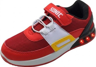 Jungen Sonic Turnschuhe rot leuchtender Igel Reißband schließen Größe 8-3 Kleinkind Junior