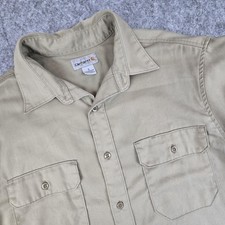 Carhartt Shirt Mens Large Khaki Short Sleeve Button Front Work Twill Shop S223
