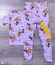Minnie Mouse Pajamas Girls Size 6 Purple Disney Halloween Shirt Pant Set Kids
