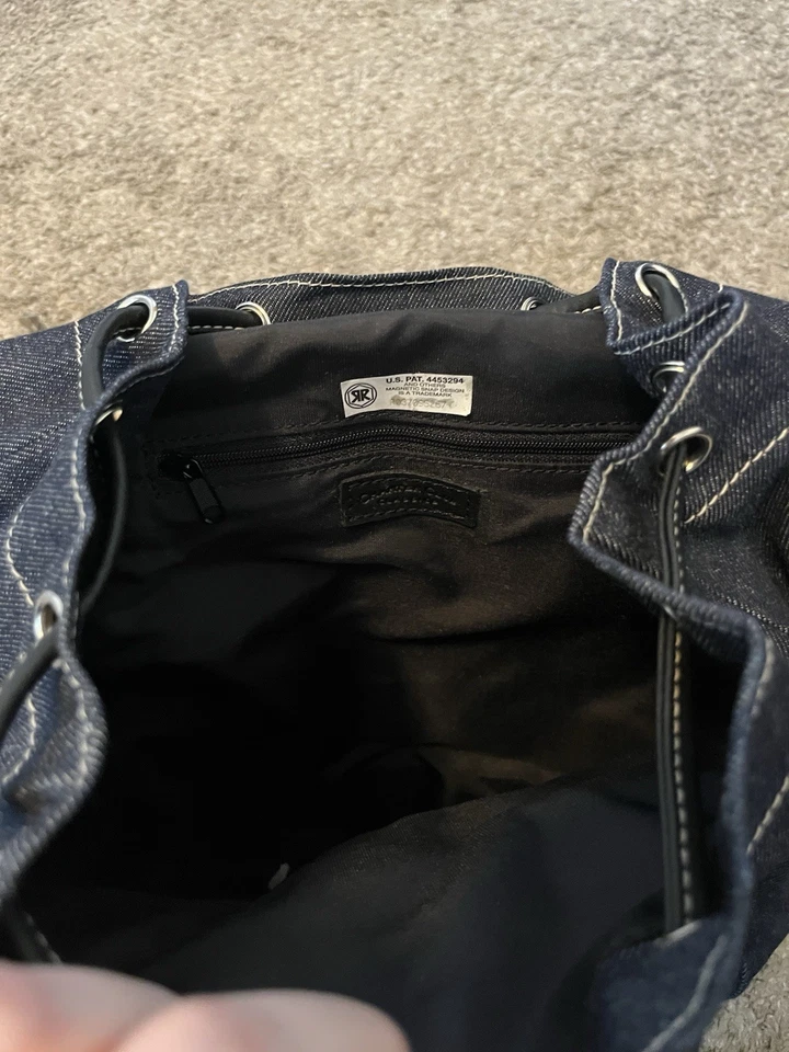 Mochila Cartera vaquera Charter Club vintage años 90 Y2K azul negro Foto 4 de 4