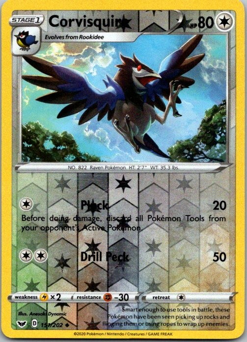 Corvisquire SWSH01: Sword & Shield Base Set 151/202 NM Reverse Holo