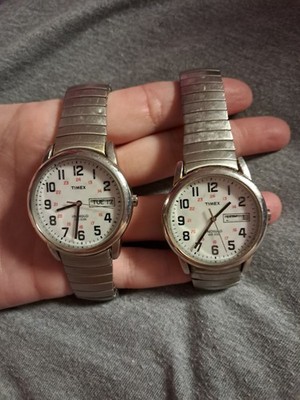 (2) Timex Indiglo CR 2016 Cell WR 30M Wrist Watch Silver Quartz Water Resista